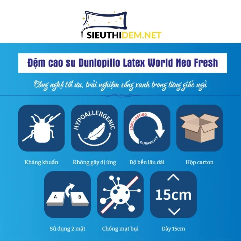 Đệm cao su Dunlopillo Latex World Neo Fresh - Ảnh 3